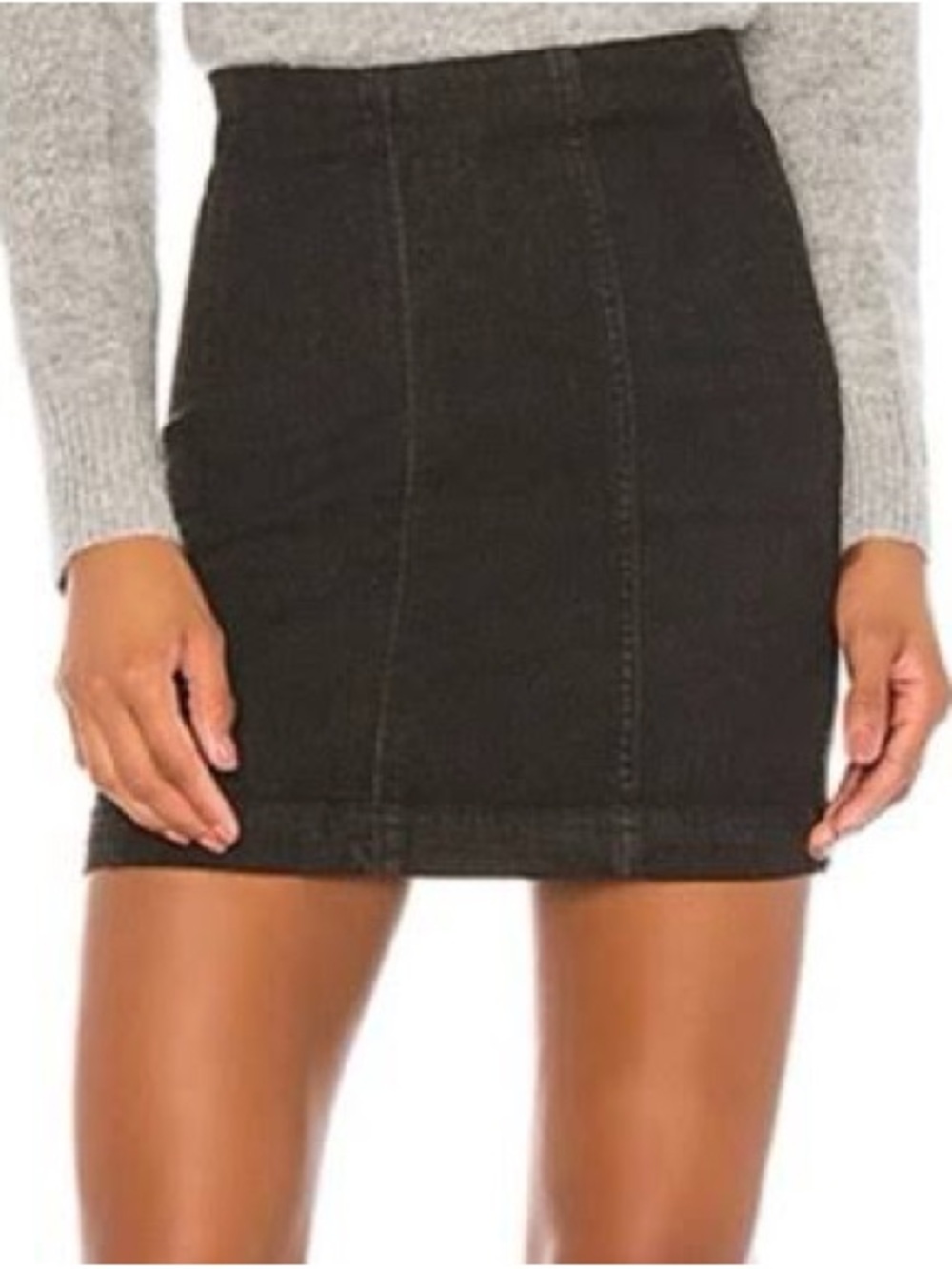 Free People Black Denim Paneled Mini Skirt
